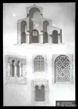 San Salvador de Valdedios (Oviedo.). Sección transversal y detalles (del testero de la iglesia, d...