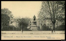 Tarjeta postal de la Place des Barricades y la estatua de Andrés Vesalio en Bruselas editada por ...