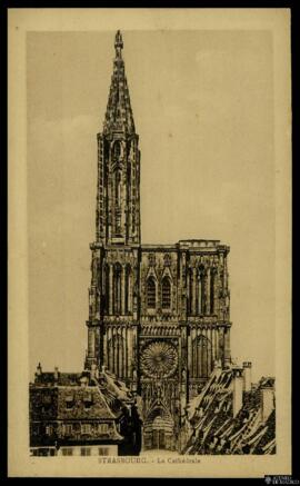 Tarjeta postal de vista exterior de la catedral de Notre-Dame de Estrasburgo editada por Félix Lu...