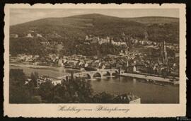 Tarjeta postal de vista panorámica de Heidelberg desde el Sendero de los filósofos o Philosophenweg