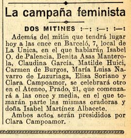 1931-11-29. Mitin feminista presidido por Clara Campoamor. El Liberal (Madrid)