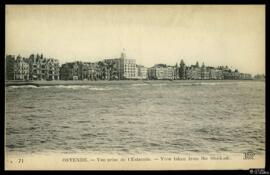 Tarjeta postal de vista panorámica de Ostende desde la escollera Halve Maan editada por Neurdein ...