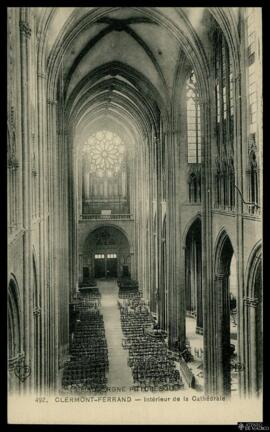 Tarjeta postal de vista interior de la Catedral de Clermont-Ferrand editada por Veuve Durand et C...