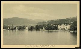 Tarjeta postal de vista panorámica de Cernobbio y el Grand Hôtel Villa d’Este