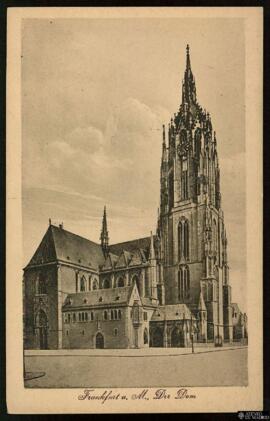 Tarjeta postal de la Catedral de Frankfurt editada por Ludwig Klement en la misma ciudad