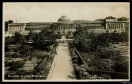 Tarjeta postal de vista exterior del Jardín Botánico de Bruselas