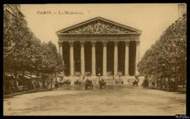 Tarjeta postal de vista exterior de la Église de la Madeleine de París editada por