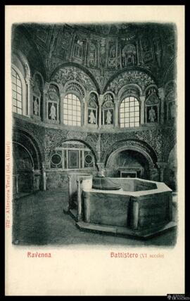 Tarjeta postal de vista interior del Baptisterio de la Iglesia de San Vital de Rávena editada por...