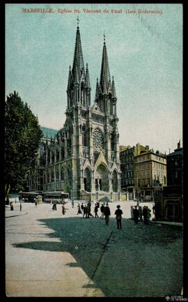 Tarjeta postal a color de vista exterior de la Iglesia reformista de San Vicente de Paúl o Église...