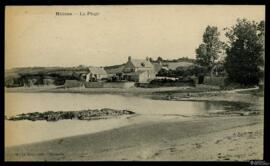 Tarjeta postal de vista del paisaje de la Playa de Hillion editada por M. Le Roy en Rennes