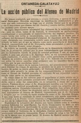 1930-08-10. El Ateneo de Madrid, parte querellante en el caso del ferrocarril Ontaneda-Calatayud....