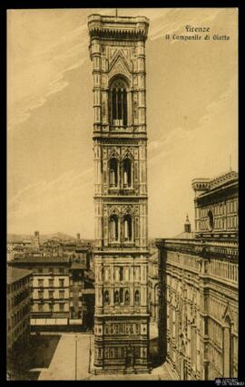 Tarjeta postal de vista exterior del Campanario de Giotto o campanile di Giotto de la Catedral de...