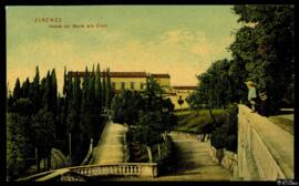 Tarjeta postal a color de vista panorámica del Monte alle Croci de Florencia Dr. Trenkler Co. en ...