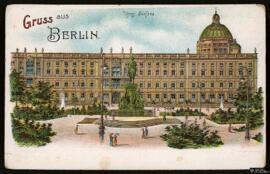 Tarjeta postal a color de vista exterior del Palacio Real de Berlín