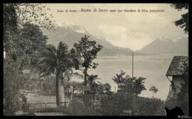 Tarjeta postal de heliograbado de vista panorámica de Ramo di Lecco desde el Jardín de la Villa S...