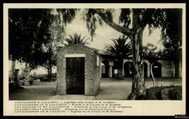 Tarjeta postal de la entrada a la Cripta de San Eusebio en las Catacumbas de San Calixto de Roma ...