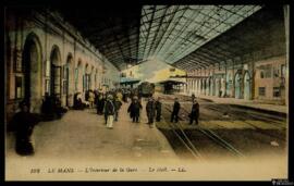 Tarjeta postal a color de vista interior de la Estación de tren de Le Mans editada por Lévy Fils ...