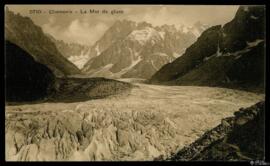 Tarjeta postal de vista del paisaje del glaciar de la Mer de glace en Chamonix-Mont-Blanc editada...