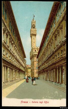 Tarjeta postal a color de la Galeria degli Uffizi de Florencia editada por Ferdinando Gobbato en ...