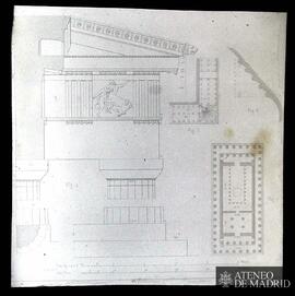
Planta y secciones de un templo griego dórico
