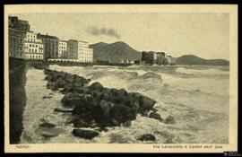 Tarjeta postal de vista panorámica de la Via Caracciolo y el Castel dell’Ovo de Nápoles editada p...