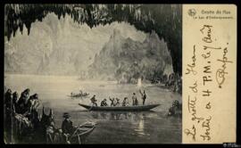 Tarjeta postal del Lac d'Embarquement de la Grotte de Han editada por Edouard Nels en Bruselas re...