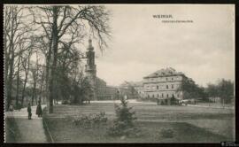 Tarjeta postal de vista exterior del Residenzschloss en Weimar editada por el Verlag von Zedler &...