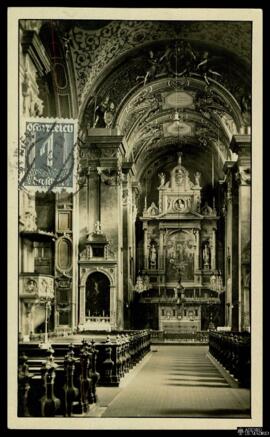 Tarjeta postal de vista interior de la Schottenkirche en el Innere Stadt de Viena editada por la ...