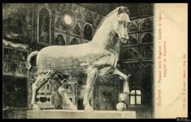 Tarjeta postal del Caballo de Troya de Donatello en madera donado a la ciudad de Padua por la fam...