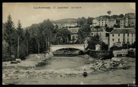 Tarjeta postal de vista del paisaje del río Gave a su paso por Lourdes editada por Sireygeol en l...