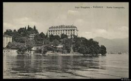 Tarjeta postal de vista panorámica de la Punta Castagnola en Pallanza, en el Lago Mayor de Italia...