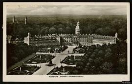 Tarjeta postal de vista panorámica del Badisches Landesmuseum, anteriormente Residenzschloss, des...