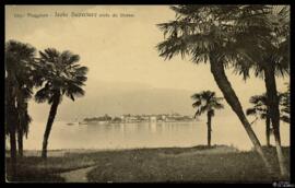 Tarjeta postal de vista general de la Isola dei Pescatori, en el Lago Mayor de Italia, desde Stre...