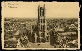 Tarjeta postal de vista panorámica de la Catedral de San Bavón en Gante editada por Ernest Thill ...