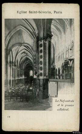 Tarjeta postal de vista interior de la Iglesia de Saint Séverin de París