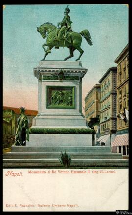 Tarjeta postal del Monumento ecuestre a Víctor Manuel II en Nápoles editada por E. Ragozino en la...