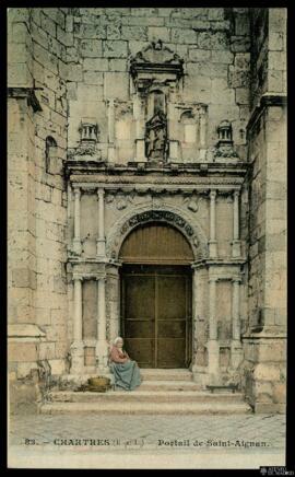 Tarjeta postal de vista exterior del Portal de Saint-Aignan de la Catedral de Chartres editada po...