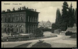 Tarjeta postal de vista exterior del Palacio Pitti editada por [M. F. & C.]