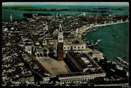Tarjeta postal policromada de vista aérea de la Plaza de San Marcos de Venecia editada por Fotoce...