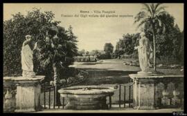 Tarjeta postal de la Fontana dei Gigli del Jardín superior de la Villa Pamphili de Roma editada p...