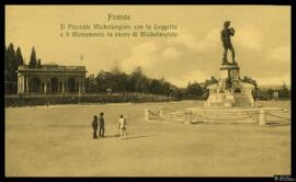 Tarjeta postal del Piazzale Michelangolo, la Loggeta y el Monumento escultórico en honor a Michel...