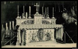 Tarjeta postal del Altar a la Virgen de Lourdes en la Gruta de Missabielle editada por C. C.