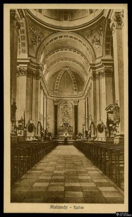 Tarjeta postal de vista interior de la Iglesia parroquial de Malmedy editada por Xavier Delpütz e...