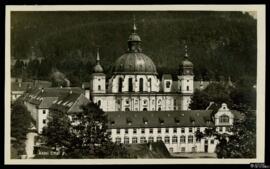 Tarjeta postal de la Abadía benedictina de Ettal editada en la misma ciudad por el Verlag Photo-M...