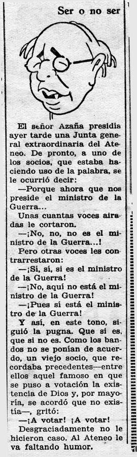 1931-10-06. Anécdota de Manuel Azaña en una Junta General de socios. Ahora (Madrid)