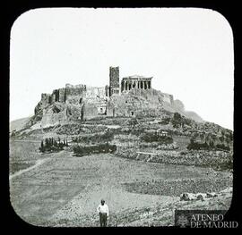 
Akropolis mit Südabhang [Vista de la Acrópolis de Atenas desde el Areópago. Todavía aparece la &...