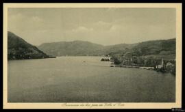 Tarjeta postal de vista del paisaje del Lago di Como desde la Villa d’Este