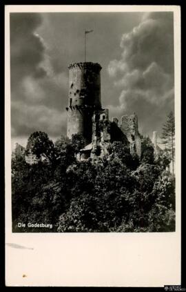 Tarjeta postal circulada de vista panorámica del castillo de Godesburg en Bad Godesberg publicada...