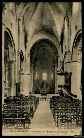 Tarjeta postal de vista interior de la Église Sainte-Croix de Burdeos editada por Marcel Delboy e...