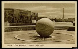 Tarjeta postal de la Fontana della Sfera en el Foro Mussolini, hoy Foro Italico, de Roma